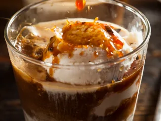 Homemade Affogato with Ice Cream and Coffee