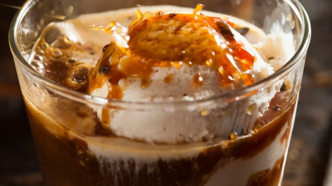 Homemade Affogato with Ice Cream and Coffee