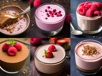 A collage with plant-based non-dairy vegan desserts. Vegan desserts concept. The mellorine idea also works with these desserts.