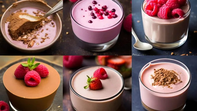 A collage with plant-based non-dairy vegan desserts. Vegan desserts concept. The mellorine idea also works with these desserts.